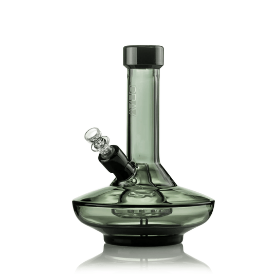 GRAV® Small Wide Base Water Pipe in Smoke with Black Accents