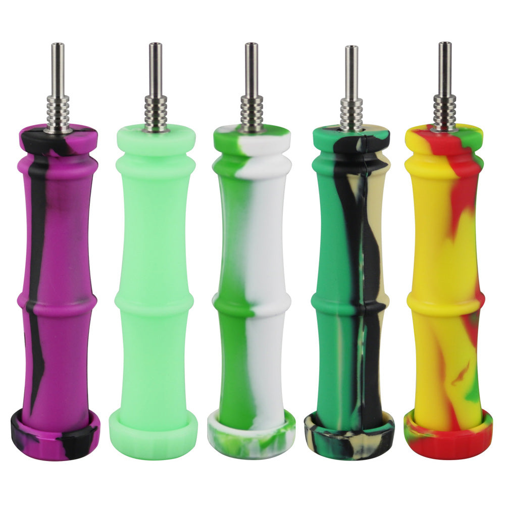 Silicone Bamboo Style Vapor Straw w/ Ti Tip - 5.5