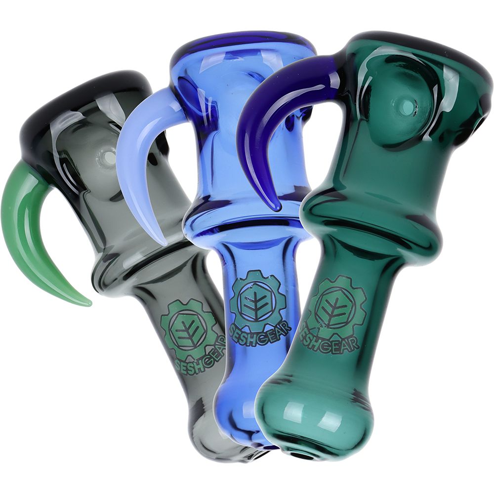 SeshGear Horned Glass Hand Pipe - 3.75" / 3CT BUNDLE