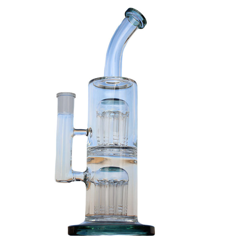 Glass Straight Water Pipe w/ Dual Arm Percolators 10.6"