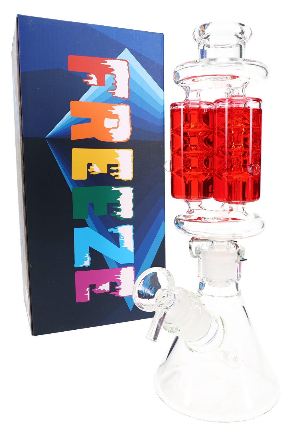 Glycerin Triple Chamber Beaker Bong “Freeze Trio” – 10.5″