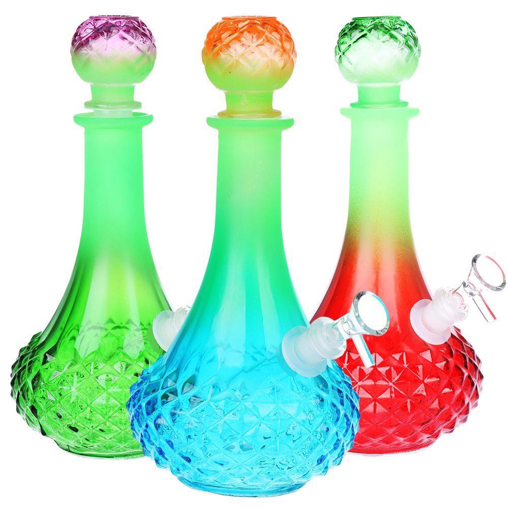 Vintage Decanter Ombre Glass Water Pipe - Long Neck / 9.75" / 14mm F/Colors Vary