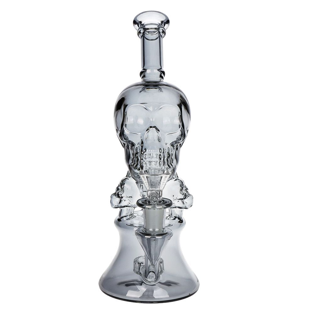 SeshGear Stacked Skulls Electroplated Glass Water Pipe - 9"