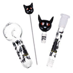 Pulsar Superstitious Kitty GLOW Glass Herb Pipe Duo - 9.75" / 14mm F