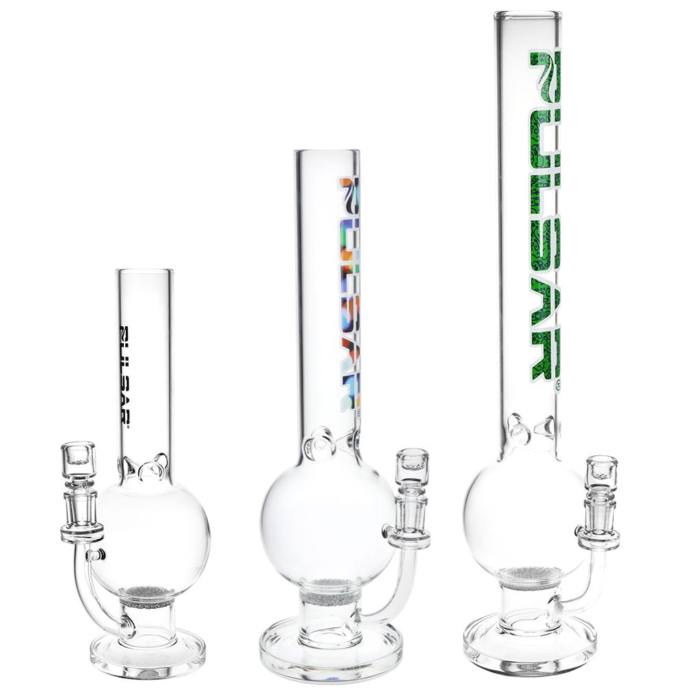 Pulsar Round Ball Glass Water Pipe - 12" / 14mm F / Clear
