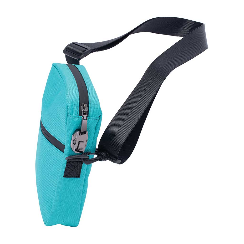 8.5IN X 7IN X 1.5IN Smell Proof Shoulder Bag - Turquoise