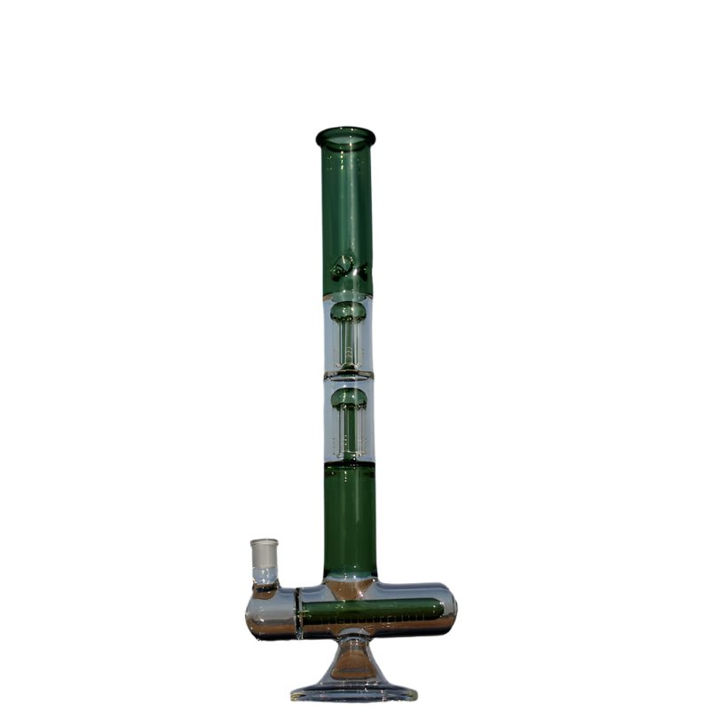 Inline and Dual Arm Percolated Glass Water Pipe 18"