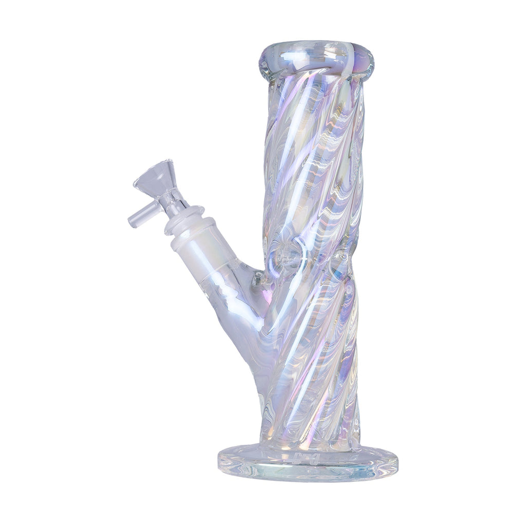 Human Grade Twisted Iridescent Tube Glass Water Pipe