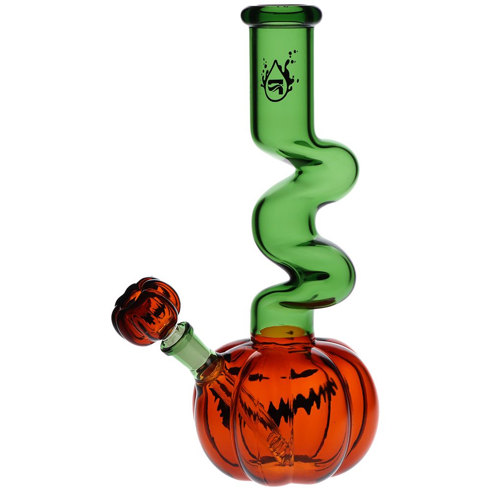 Pulsar Twisty And Wicked Jack-O-Lantern Glass Water Pipe - 11" / 14mm F