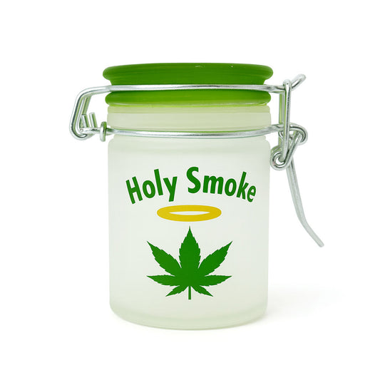 Frosted Glass Holy Smoke Airtight Green Storage Jar