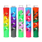 10CT BUNDLE - Swirled Silicone Wrapped Glass Chillum - 3.5" / Assorted Colors