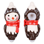 Snowman Enamel Resin Sculpted Glass Spoon Pipe - 6.25"