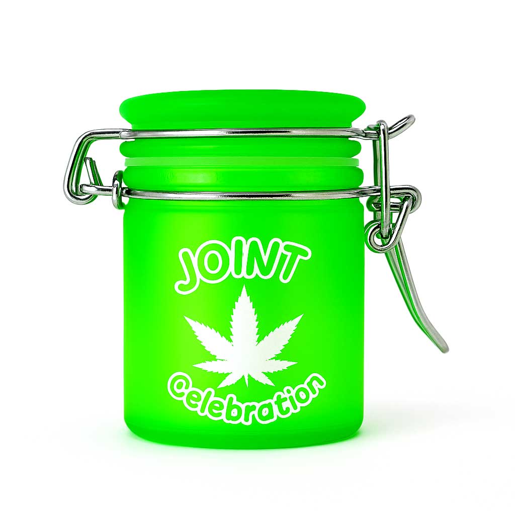 Airtight Glass Mini Frosted Green Stash Jar