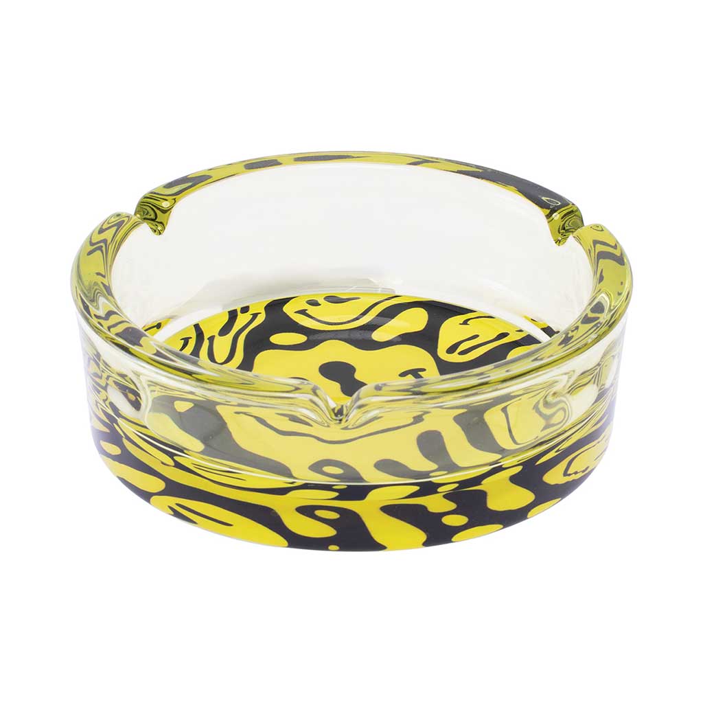 Yellow Melting Smiley Glass Ashtay