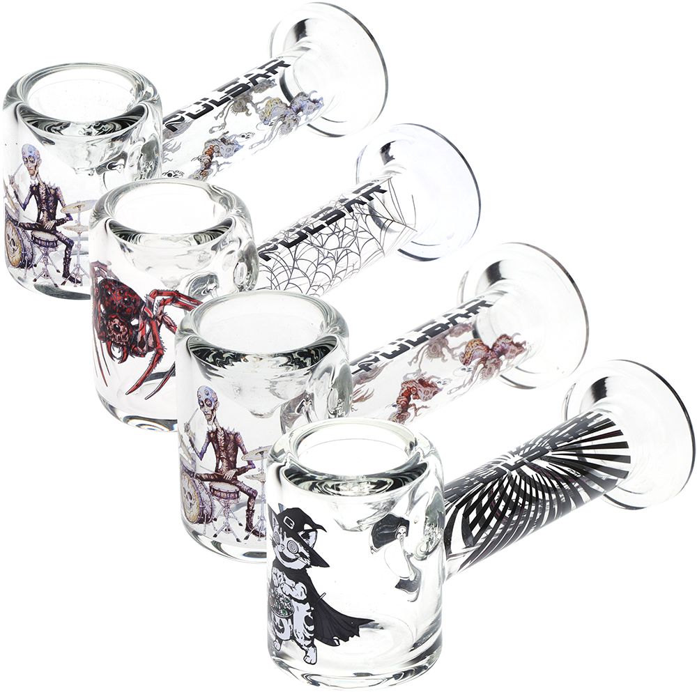 4CT BUNDLE - Pulsar Halloween Glass Hand Pipe Version 2 -  4.5" / Assorted Designs