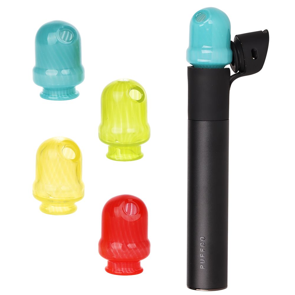 Pulsar Round Tip Glass Mouthpeice Attachment for Puffco Pivot w/ Display Stand - Colors Vary