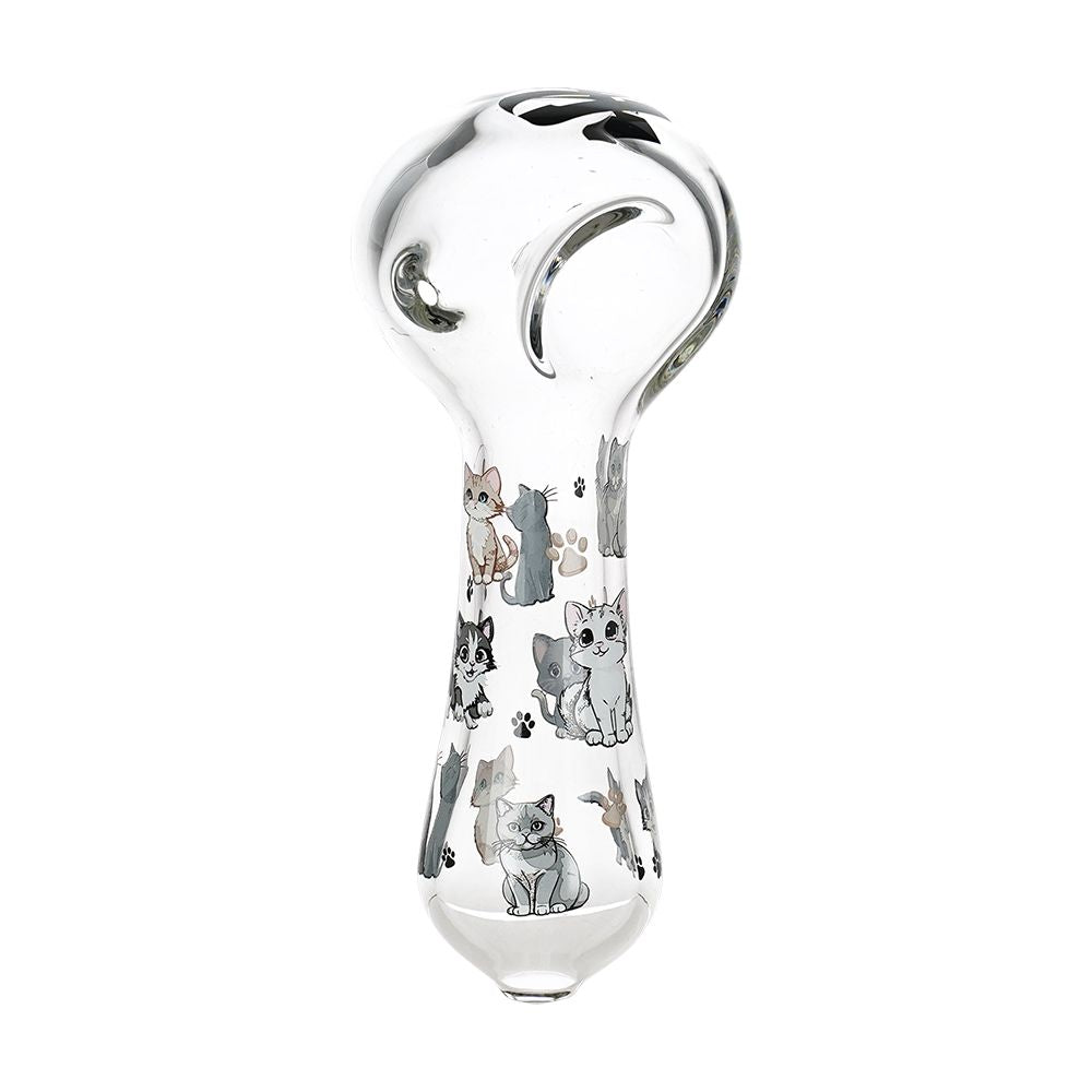 3CT BUNDLE - Pulsar Cute Kitties Glass Spoon Pipe - 4.5"