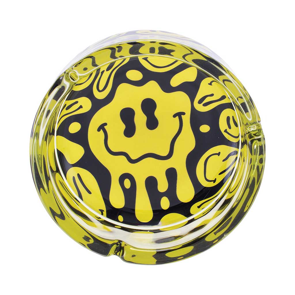 Yellow Melting Smiley Glass Ashtay – Autobongs