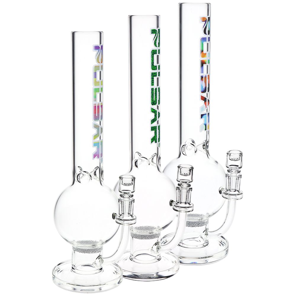 Pulsar Round Ball Glass Water Pipe - 12" / 14mm F / Clear