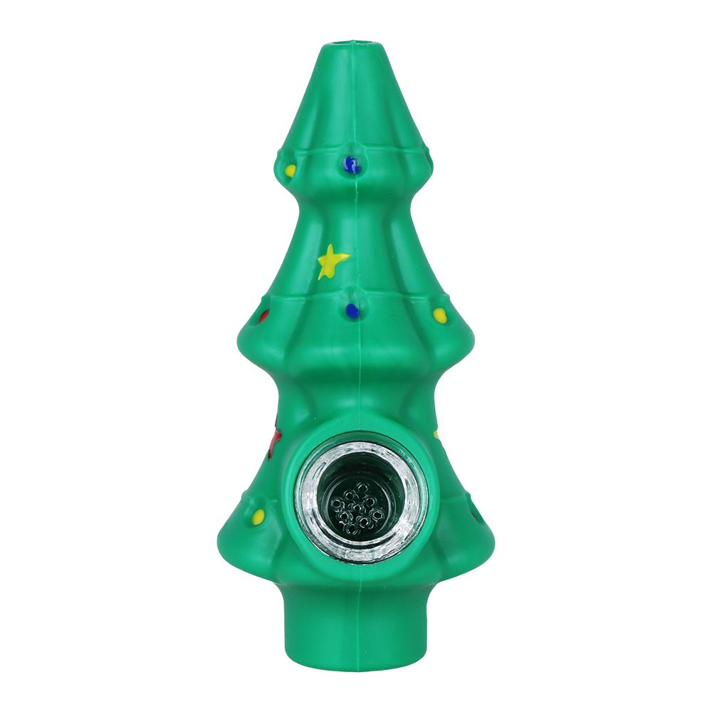 5CT BUNDLE - Christmas Tree Silicone Hand Pipe - 4.9"
