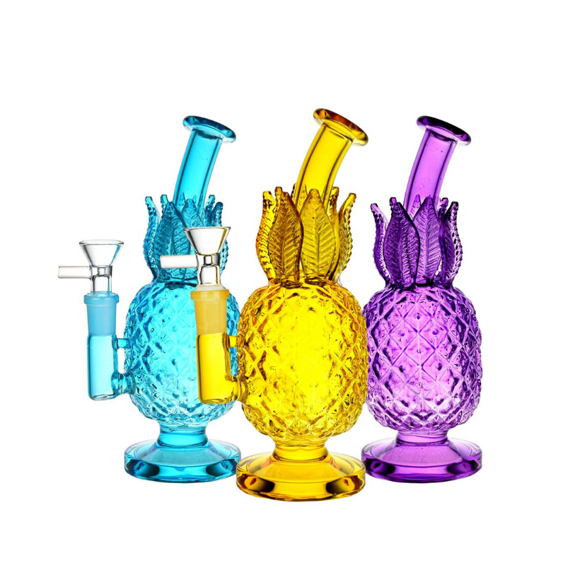 Pineapple Hospitality Glass Water Pipe - 7.75" / 14mm F / Colors Vary