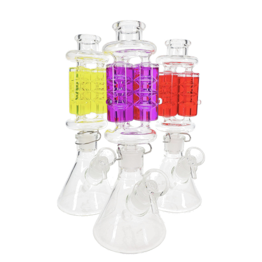 Glycerin Triple Chamber Beaker Bong “Freeze Trio” – 10.5″