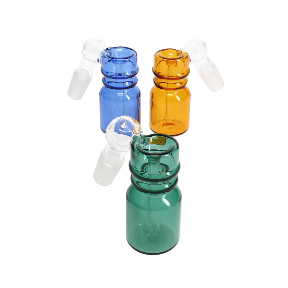 Colored Glass 14.5 mm Male 45° Ash Catcher “Clean Sweep” – Assorted Colors