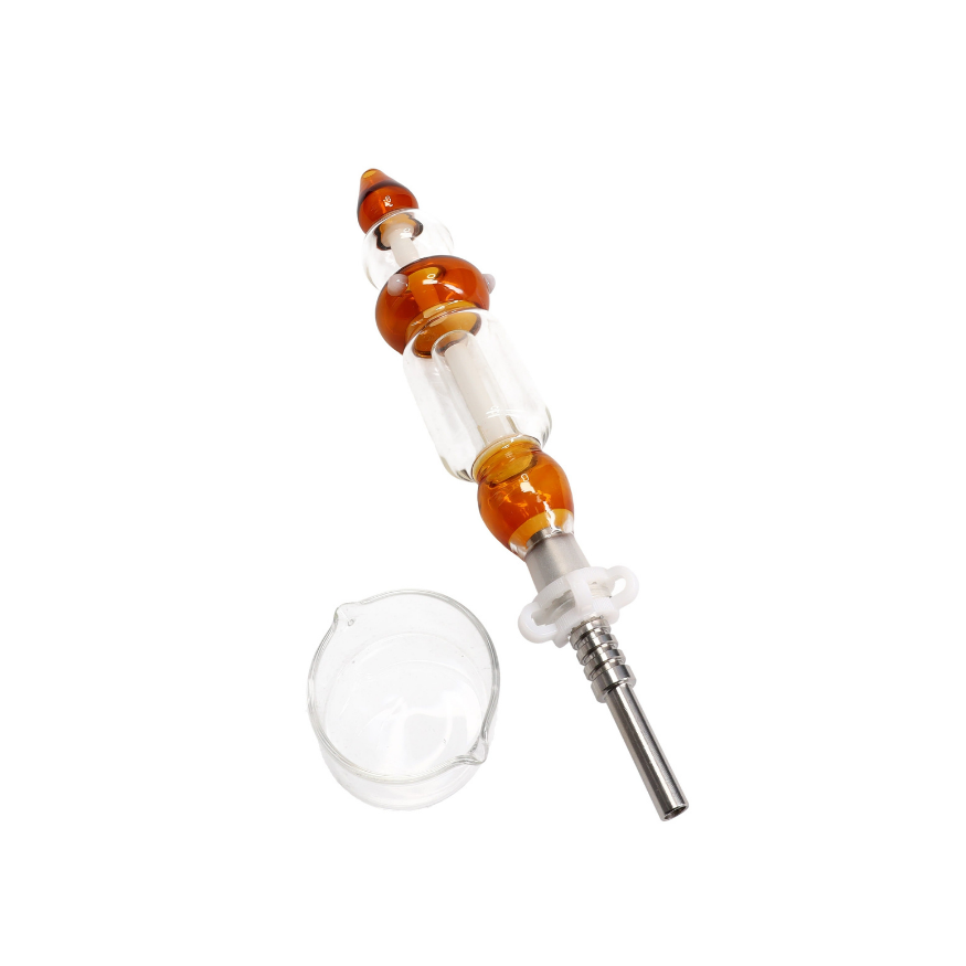 Colored Glass Dab Straw Kit “Color Pop” – 14.5 mm – Stainless Tip – 9½″