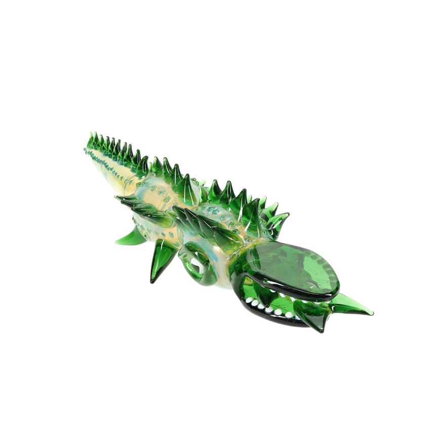 Color Changing Glass Gator Hand Pipe “Swamp Snapper” – 18″ – Assorted Colors