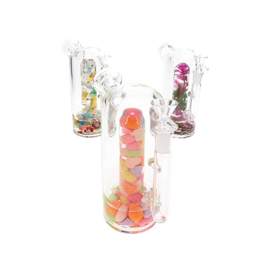 Clear Stemless Glass Bong “Mystery Capsule” – 14.5 mm – 7″ – Assorted