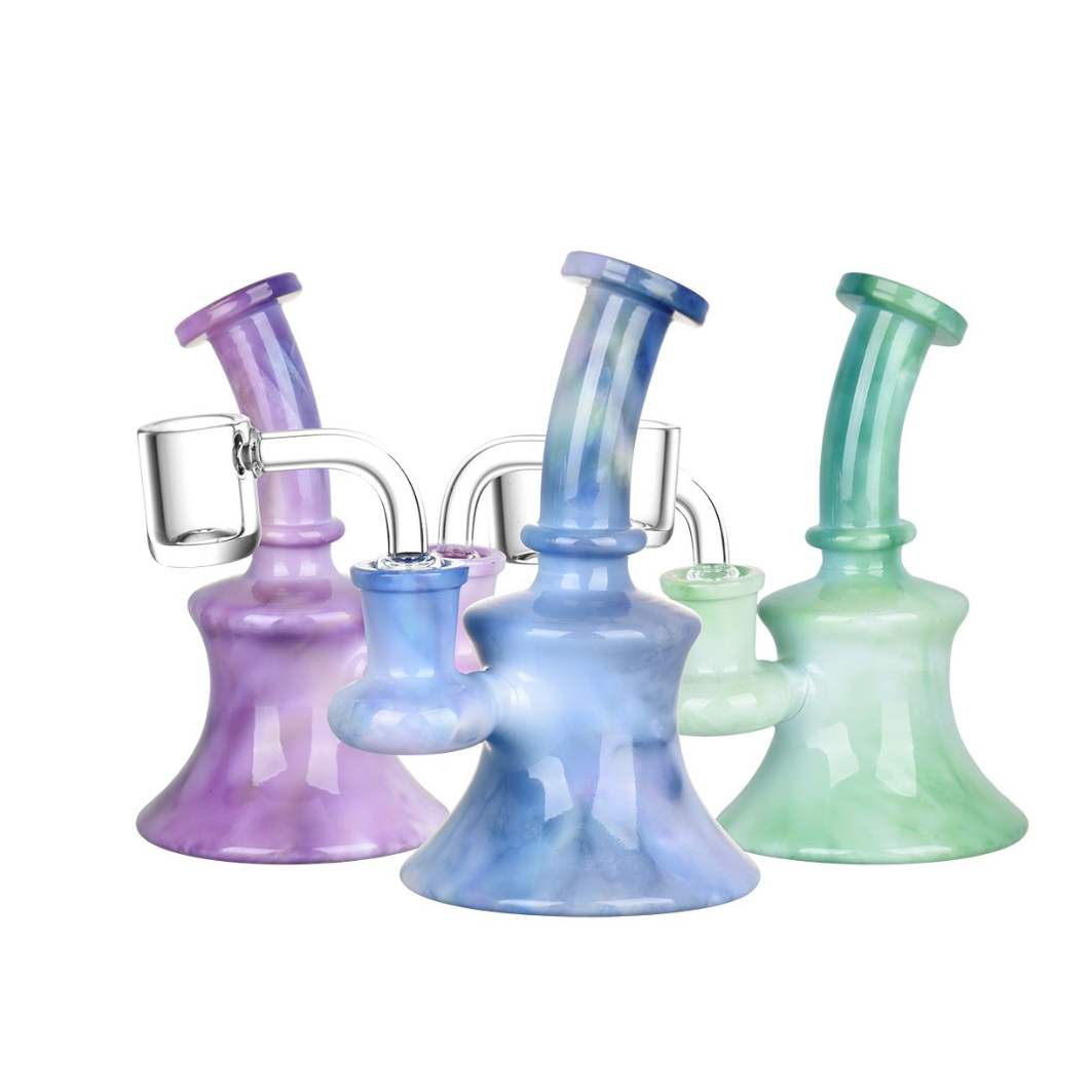 Marbled Tie Dye Mini Glass Dab Rig - 5" / 14mm F