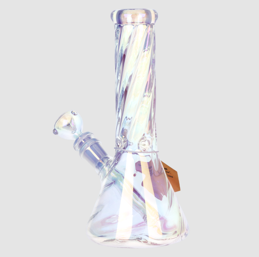A Positive Twist Beaker Glass Water Pipe - 8.5" / 14mm F