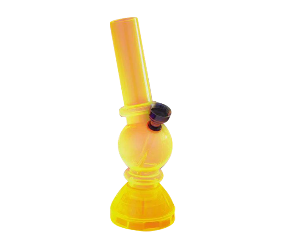 Angled Mini Acrylic Water Pipe w/ Built in Grinder Base - 6.5"
