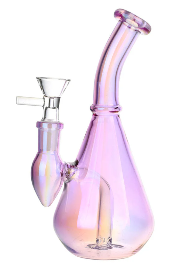 Aura Vibe Electroplated Glass Vase Water Pipe - 7" / 14mm F / Colors Vary