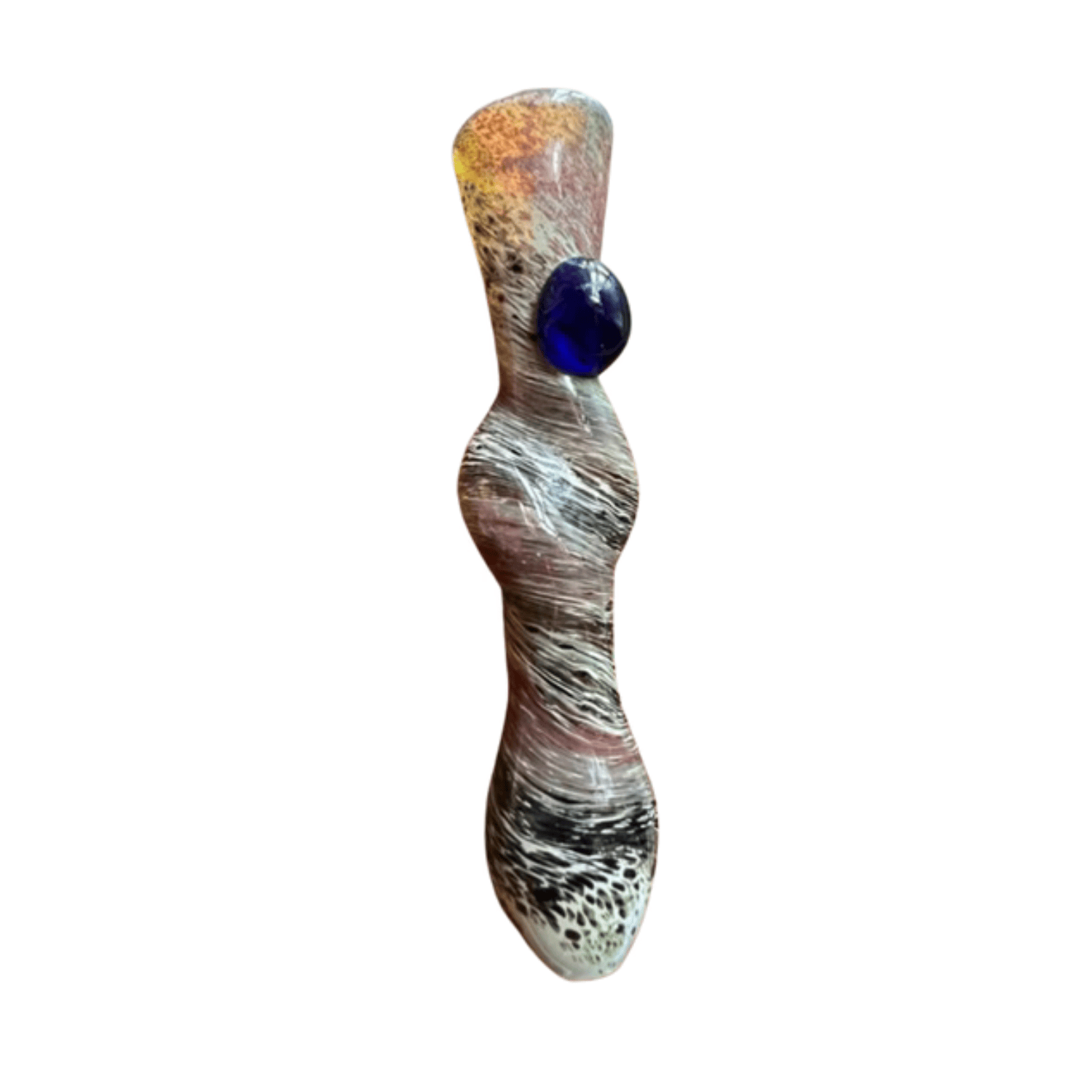 3.5” Decorative Silver Fumed Frit Twisted Glass Chillum Hand Pipe