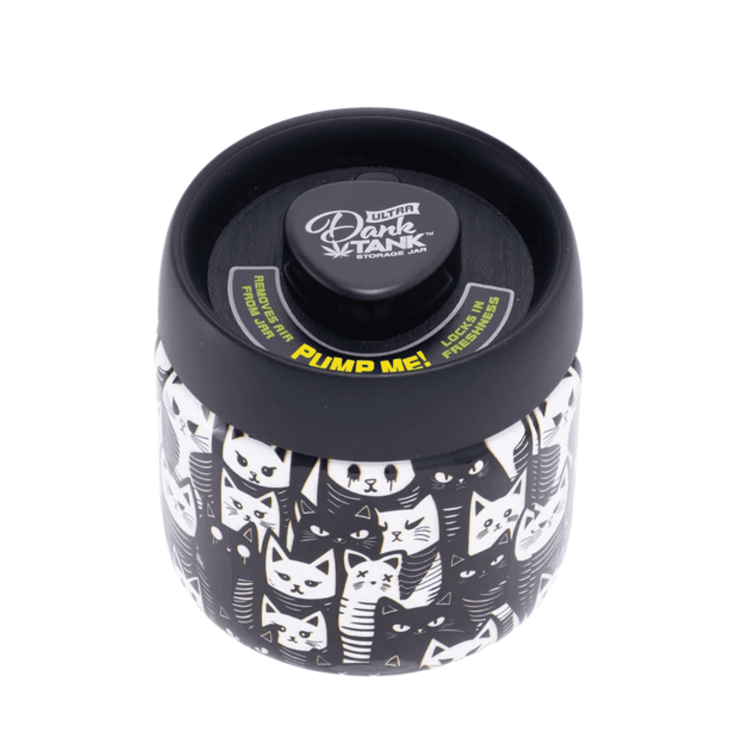 Fujima Dank Tank Vacuum Glass Jar - 4.2" / Black & White Cats