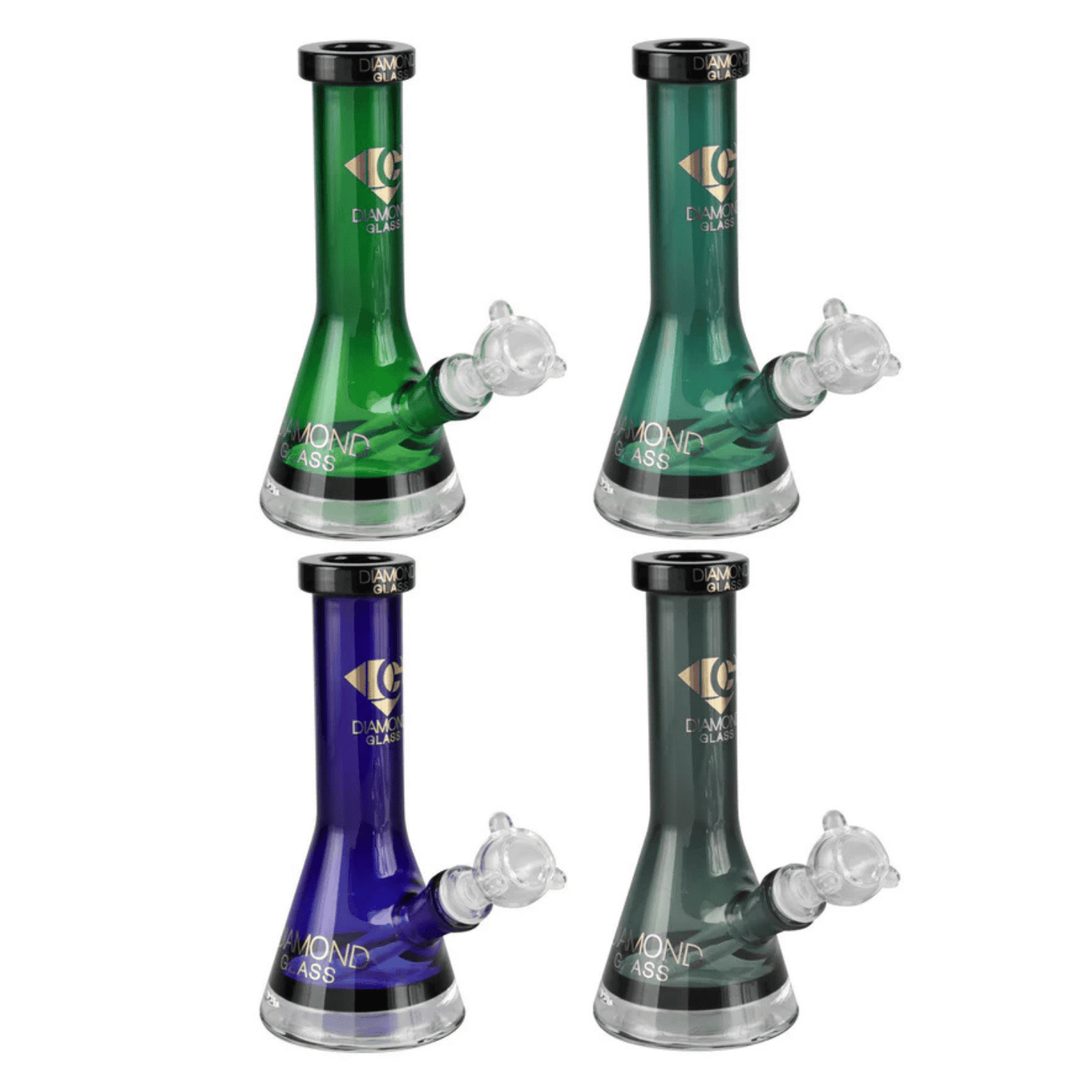 Diamond Glass Beast Mini Beaker - 8" / 14mm F / Asst Colors