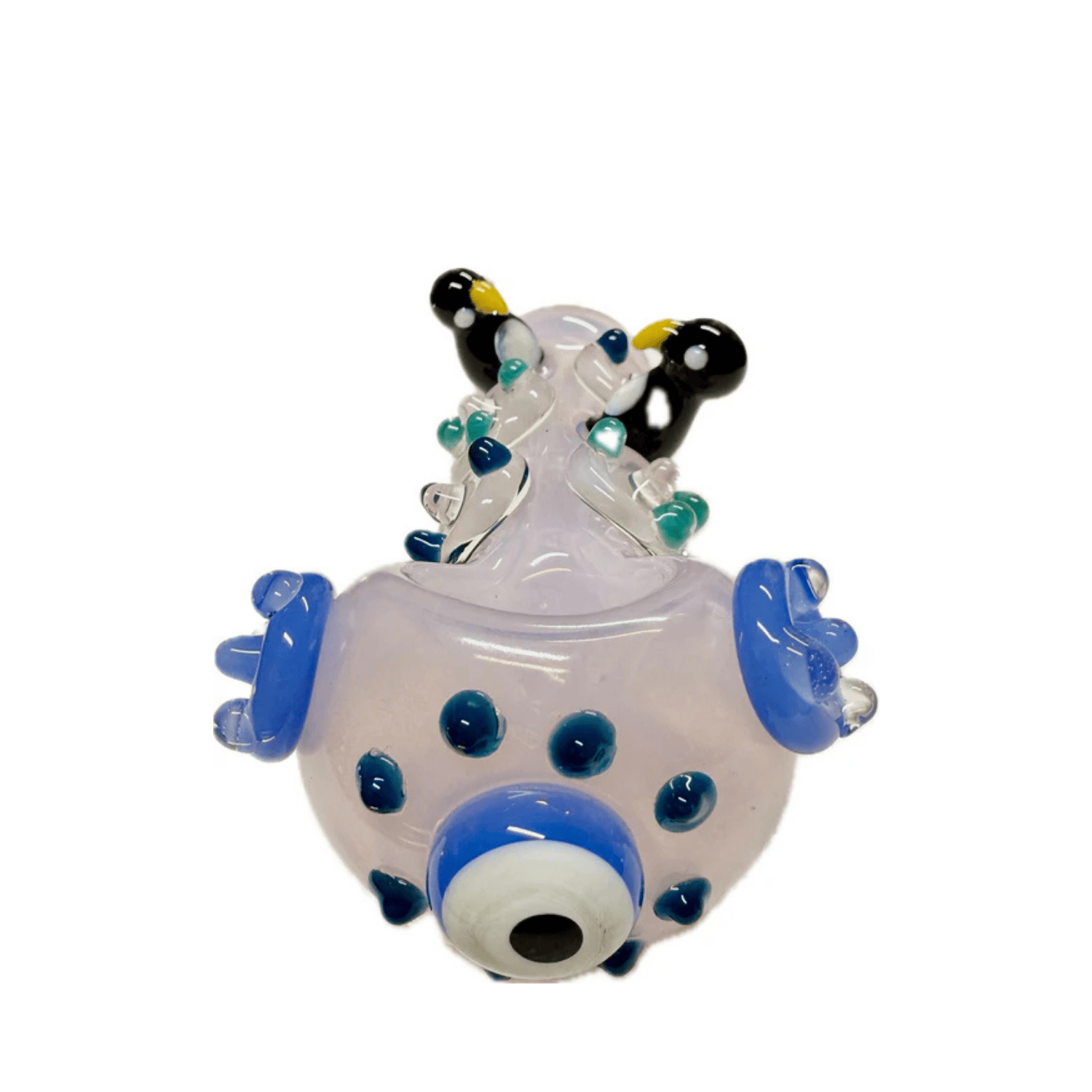 Ripkitty 4.5" Tobacco Dry Herb Hand Pipe Spoon Color Tube Glass with Penguins Art