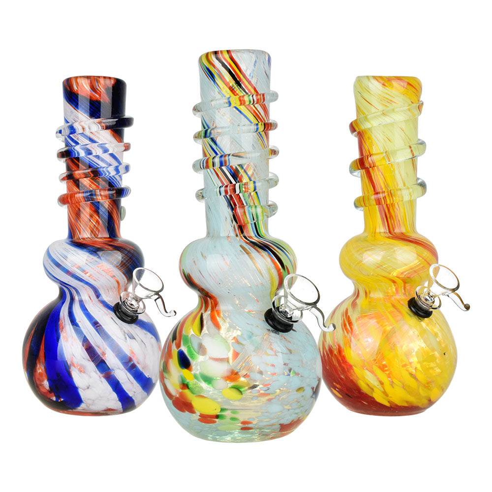 Frenetic Frit Stripe Soft Glass Water Pipe - 10.25"