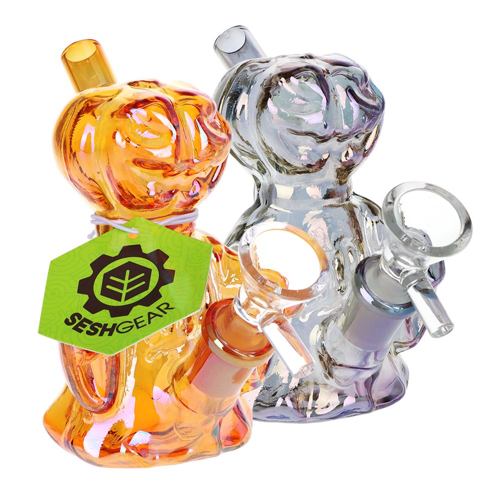 4CT BUNDLE - SeshGear Jack-O-Lantern Ghost Glass Bubbler - 4" / Assorted Colors