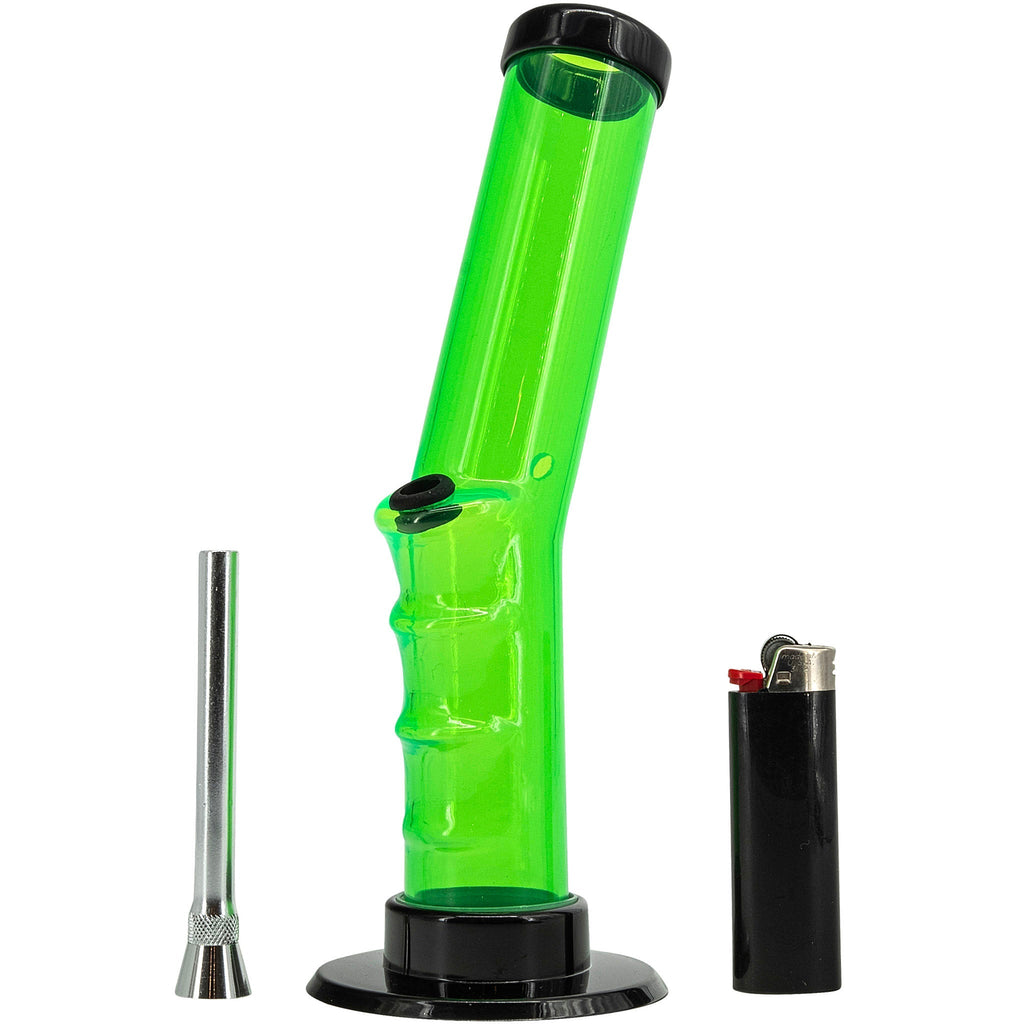 Acrylic Angled Straight Tube Bong 9-12"