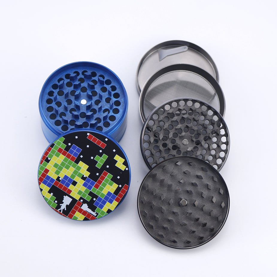 Tetris Design Zinc Alloy Metal Grinder 4 Piece
