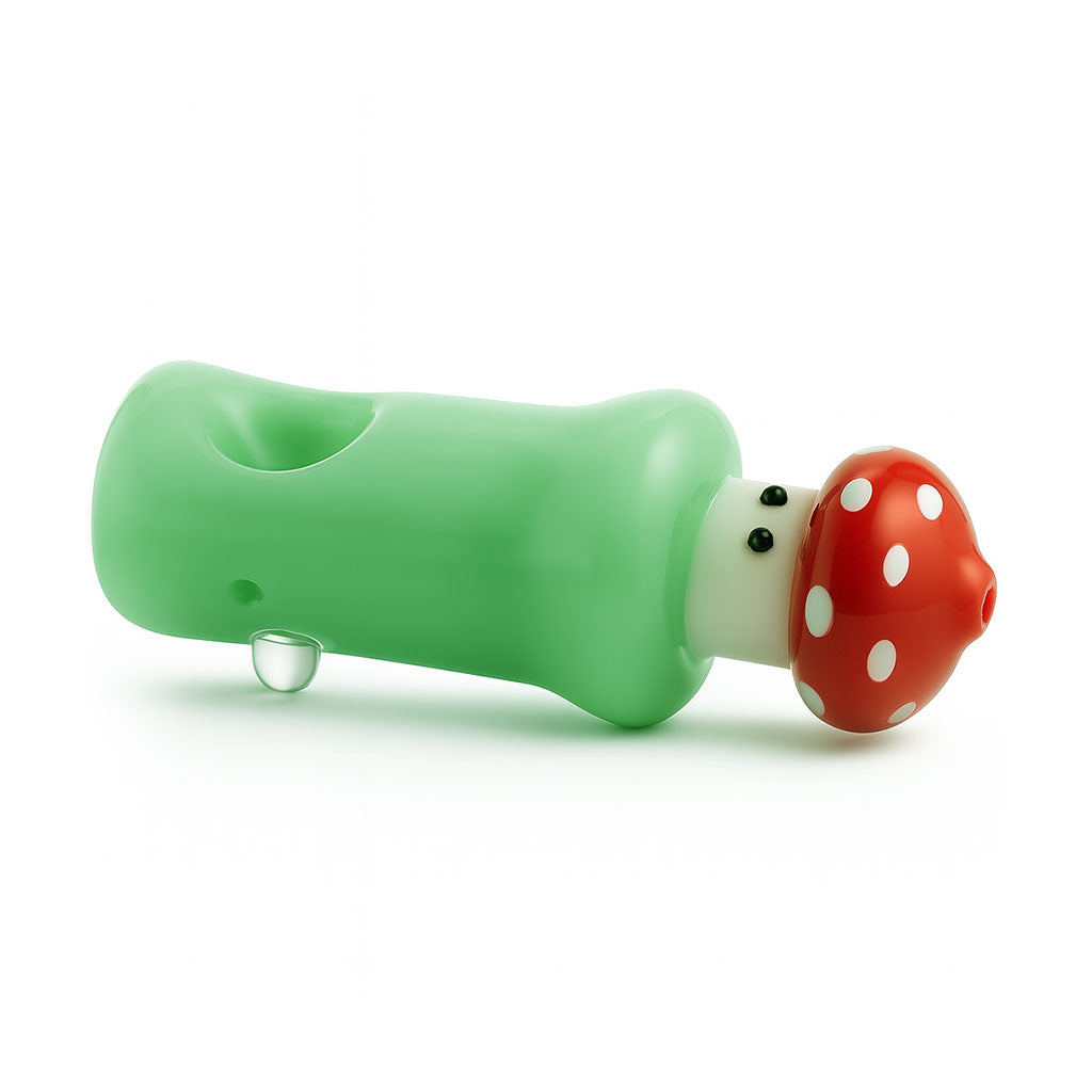 Red-Top Mushroom Glass Hand Pipe