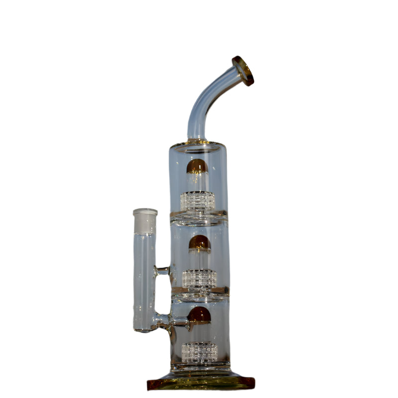 Triple Matrix Percolator Glass Water Pipe 15"
