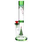 Pulsar Christmas Tree Perc Glass Straight Tube Water Pipe - 13" / 14mm F