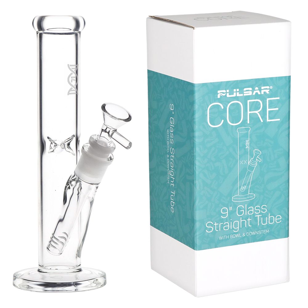 Pulsar CORE Straight Tube Glass Water Pipe - 9" / 14mm F