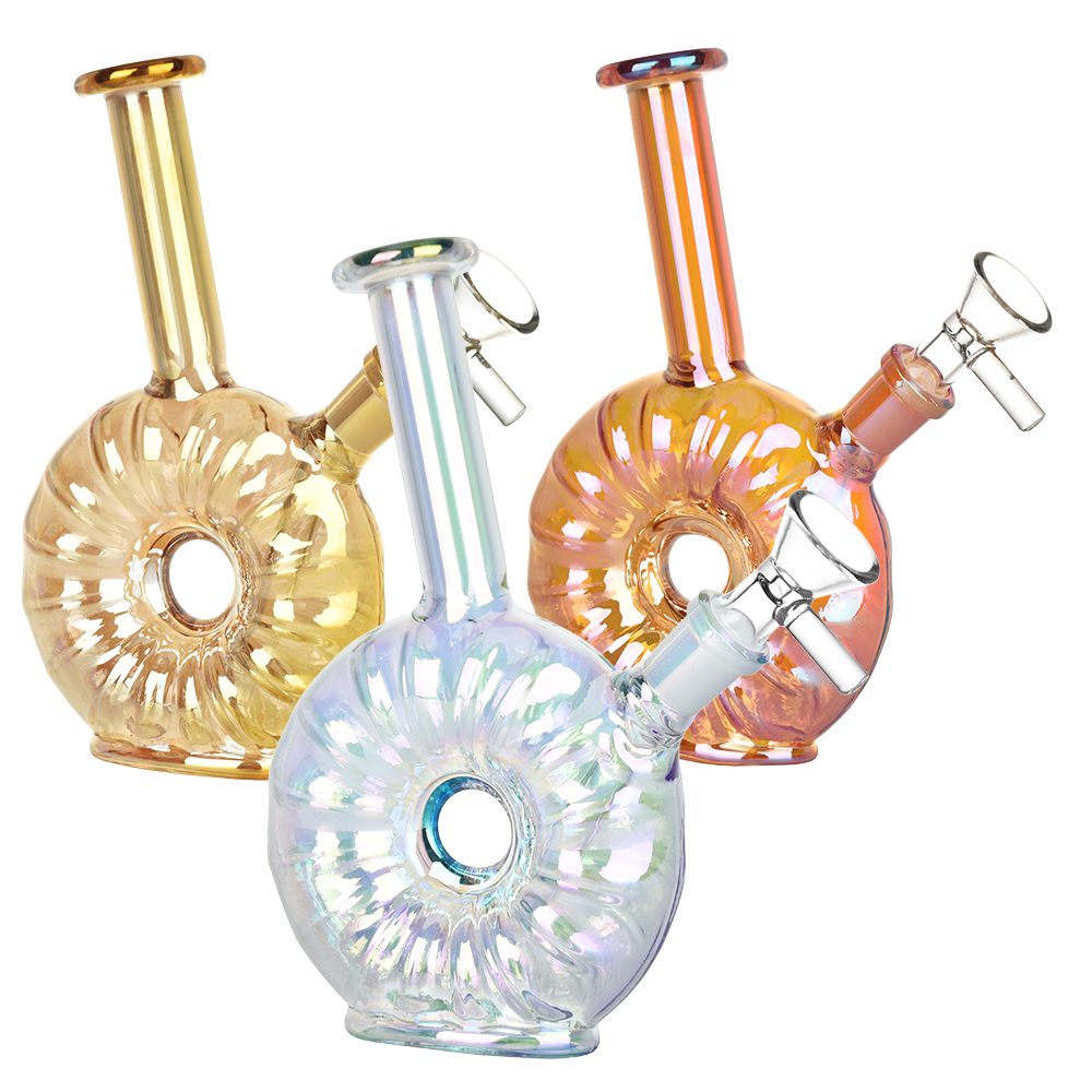 Electroplated Donut Glass Water Pipe - 6.75" / 14mm F