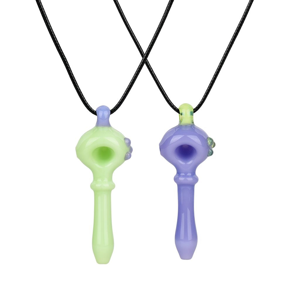 Pastel Glass Spoon Pipe Pendant Necklace - 13" / 2pcs