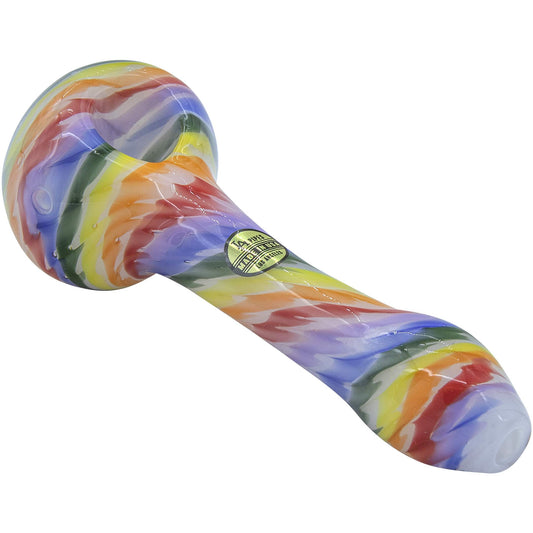 LA Pipes Rainbow Tie-Dye Glass Spoon Pipe on White