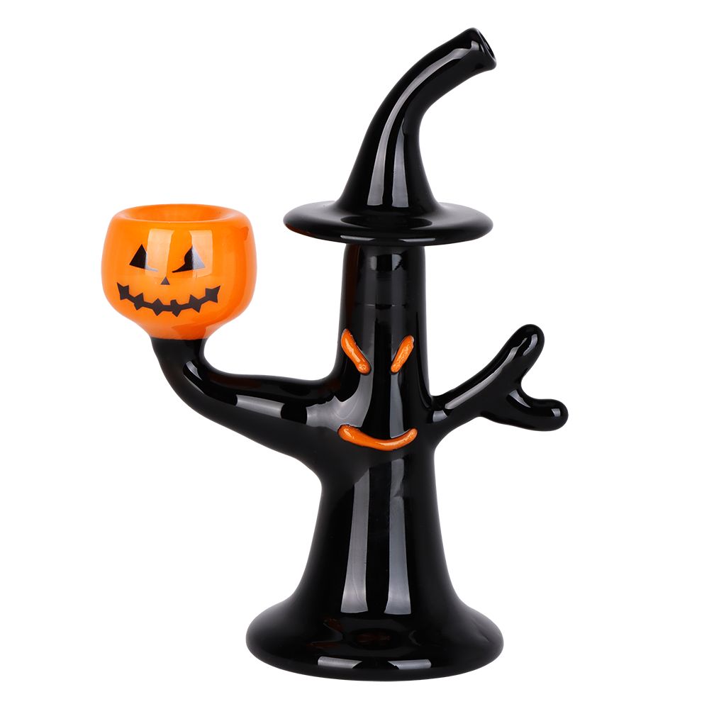 Tree Witch w/ Jack-o-lantern Glass Hand Pipe - 5.5"